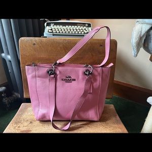 Coach Jes Tote Pink with gunmetal hardware approx 15 1/4L 10 3/4 H 6 W